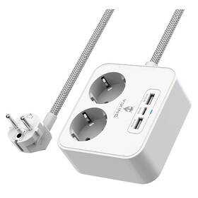 Kábel predlžovací Viking AC23, 2x zásuvka, 2x USB, 1x USB-C, 1,5m (VAC23) biely