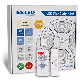 LED pásik McLED súprava 3 m + Prijímač Nano, 480 LED/m, WW, 985 lm/m, vodič 3 m (ML-126.055.83.S03002)