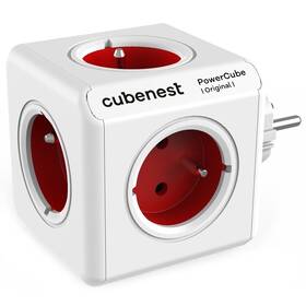 Rozbočovacie zásuvka CubeNest Powercube Original, 5x zásuvka (PC120RD) biela/červená