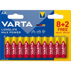 Batéria alkalická Varta Longlife Max Power AA, LR06, blister 8+2ks (4706101410)