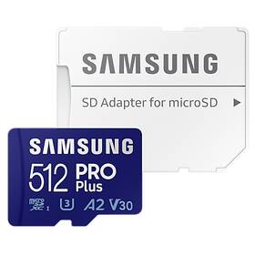 Pamäťová karta Samsung Micro SDXC PRO+ 512GB UHS-I U3 (160R/120W) + SD adaptér (MB-MD512KA/EU)