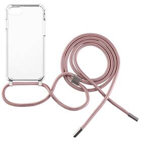 Kryt na mobil FIXED Pure Neck s ružovou šnúrkou na krk na Apple iPhone 7/8/SE (2020/2022) (FIXPUN-100-PI) priehľadný