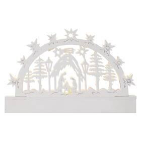 LED dekorácie EMOS vianočný betlehem drevený, 14 cm, 3x AA, vnútorná, teplá biela, časovač (DCWW04)