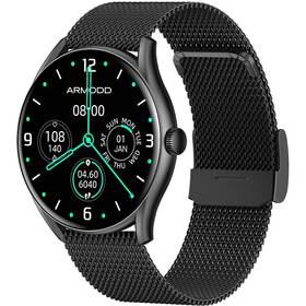 Inteligentné hodinky ARMODD Roundz 5 - černé s kovovým řemínkem + silikonový řemínek (9116)