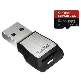 Pamäťová karta SanDisk Micro SDXC Extreme Pro 64GB + USB 3.0 čtečka (SDSQXPJ-064G-GN6M3)