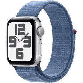 Inteligentné hodinky Apple Watch SE 2023 GPS 44mm pouzdro ze stříbrného hliníku - ledově modrý provlékací sportovní řemínek (MREF3QC/A)