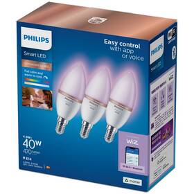 Inteligentná žiarovka Philips Smart LED 4,9 W, E14, RGB, 3 ks (929002448836)