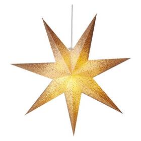LED dekorácie EMOS vianočná hviezda papierová závesná so zlatými trblietkami na okrajoch, biela, 60 cm, vnútorná (DCAZ07)