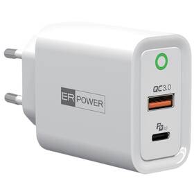 Nabíjačka do siete ER Power USB-C/USB-A, 30 W (ERPW30PD2-WH) biela