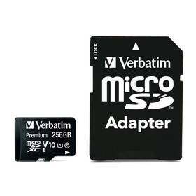 Pamäťová karta Verbatim Premium microSDXC 256GB UHS-I V10 U1 (90R/10W)+ adaptér (44087)
