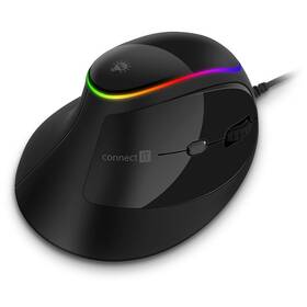 Myš Connect IT vertikálna, ergonomická, herná (CMO-2800-BK) čierna