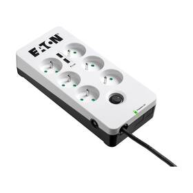 Prepäťová ochrana Eaton Protection Box 6 USB FR, 6x zásuvka, zaťaženie 10A, 2x USB, 1,5m (PB6UF) čierna/biela
