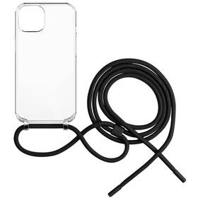 Kryt na mobil FIXED Pure Neck s čiernou šnúrkou na krk na Apple iPhone 12/12 Pro (FIXPUN-558-BK) priehľadný