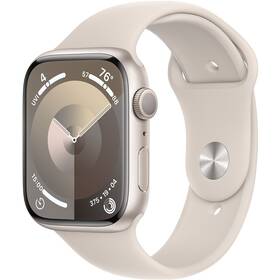 Inteligentné hodinky Apple Watch Series 9 GPS 45mm pouzdro z hvezdně bílého hliníku - hvězdně bílý sportovní řemínek - S/M (MR963QC/A)