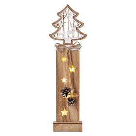 LED dekorácie EMOS vianočný strom drevený, 48 cm, 2x AA, vnútorná, teplá biela, časovač (DCTW03)