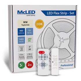 LED pásik McLED súprava 2 m + Prijímač Nano, 480 LED/m, WW, 1455 lm/m, vodič 3 m (ML-126.058.83.S02002)
