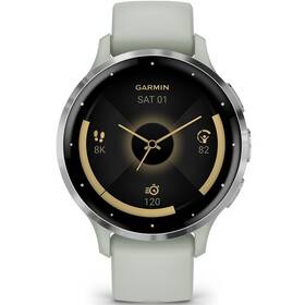 Inteligentné hodinky Garmin Venu 3S - Silver/Sage Gray Silicone Band (010-02785-01)