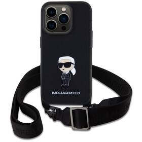 Kryt na mobil Karl Lagerfeld Saffiano Crossbody Metal Ikonik na Apple iPhone 15 Pro (KLHCP15LSASKNPBK) čierny
