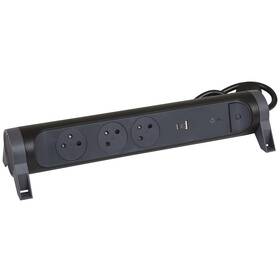 Prepäťová ochrana Legrand 3x zásuvka, USB, USB-C, 1,5m (L049425) čierna