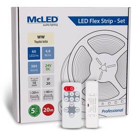 LED pásik McLED s ovládáním Nano - sada 20 m - Professional, 60 LED/m, WW, 384 lm/m, vodič 3 m (ML-126.873.60.S20002)