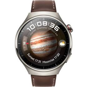 Huawei Watch 4 Pro (Classic) - Aerospace-Grade Titanium Alloy Case + Dark Brown Leather