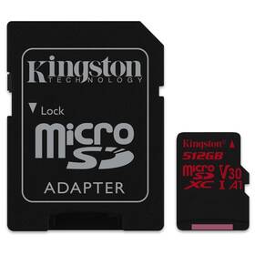 Pamäťová karta Kingston Canvas React MicroSDXC 512GB UHS-I U3 (100R/80W) + adapter (SDCR/512GB)