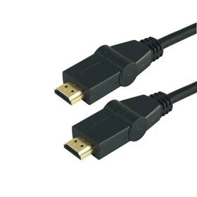 Kábel GoGEN HDMI 1.4, 3m, s rotáciou 180 °, pozlátený, High speed, s ethernetom (HDMI300MM08) čierny