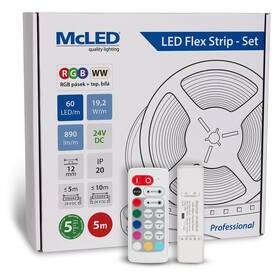 LED pásik McLED s ovládáním Nano - sada 5 m - Professional, 60 LED/m, RGB+WW, 890 lm/m, vodič 3 m (ML-128.635.60.S05005)