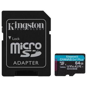 Pamäťová karta Kingston Canvas Go! Plus MicroSDXC 64GB UHS-I U3 (170R/70W) + adaptér (SDCG3/64GB)