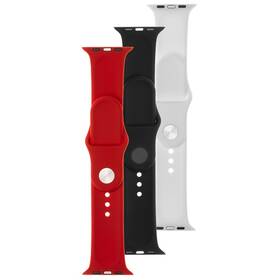 Set remienkov FIXED Silicone Strap na Apple Watch 42/44/45/49mm (FIXSST-434-3SET4) čierny/biely/červený