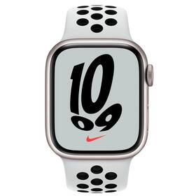 Inteligentné hodinky Apple Watch Nike Series 7 GPS, 41mm púzdro z hviezdne bieleho hliníka - platinový / čierny športový remienok (MKN33VR/A)