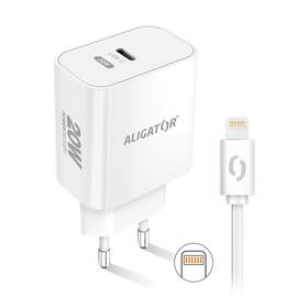 Nabíjačka do siete Aligator Power Delivery 20W, USB-C + kábel pre Apple (CHPD0014) biela
