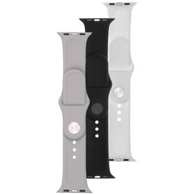 Set remienkov FIXED Silicone Strap na Apple Watch 42/44/45/49mm (FIXSST-434-3SET1) čierny/sivý/biely