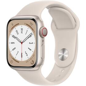 Inteligentné hodinky Apple Watch Series 8 GPS + Cellular 41mm puzdro z hviezdne bieleho hliníka - hviezdne biely športový remienok (MNHY3CS/A)