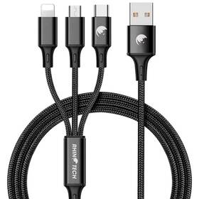 Kábel RhinoTech 3v1, USB/Micro USB, Lightning, USB-C, 1,2 m (RTACC321) čierny - rozbalený - 24 mesiacov záruka