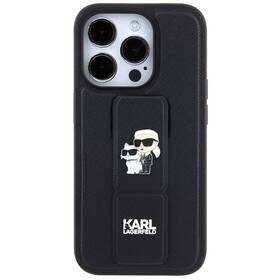 Kryt na mobil Karl Lagerfeld Saffiano Grip Stand Metal Logo na Apple iPhone 15 Pro Max (KLHCP15XGSAKCPK) čierny