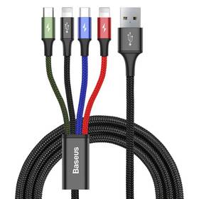 Kábel Baseus 4v1, USB/ USB-C, 2x Lightning, Micro USB, 1,2m (CA1T4-A01) čierny