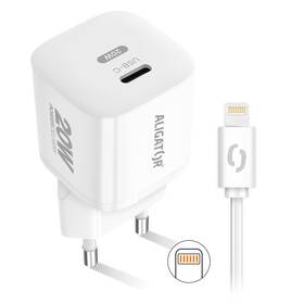 Nabíjačka do siete Aligator Power Delivery 20W, USB-C + kábel pre Apple (CHPD0018) biela