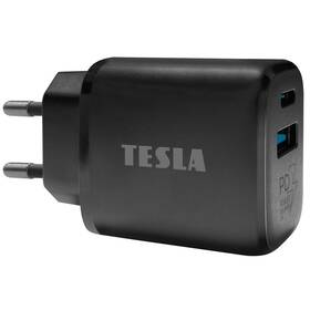 Nabíjačka do siete Tesla Power Charger T220, 1× USB, 1× USB-C 25 W PD 3.0 (8595689802318) čierna