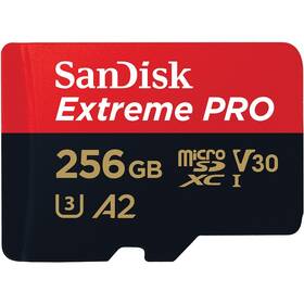Pamäťová karta SanDisk Micro SDXC Extreme Pro 256GB UHS-I U3 (200R/140W) + adaptér (SDSQXCD-256G-GN6MA)