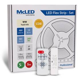 LED pásik McLED súprava 5 m + Prijímač Nano, 480 LED/m, WW, 985 lm/m, vodič 3 m (ML-126.055.83.S05002)