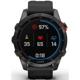 GPS hodinky Garmin fenix 7S Solar - Gray/Black Silicone Band (010-02539-13)