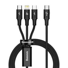Kábel Baseus Rapid Series 3v1 USB-C (Micro USB/Lightning/USB-C) PD 20W 1,5m (CAMLT-SC01) čierny