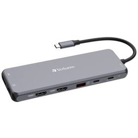 USB Hub Verbatim USB-C Pro Multiport 13 Port (32153) strieborný