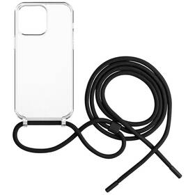 Kryt na mobil FIXED Pure Neck s čiernou šnúrkou na krk na Apple iPhone 14 Pro (FIXPUN-930-BK) priehľadný