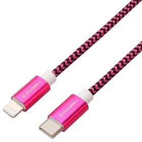 Kábel GoGEN USB-C / Lightning, 1m, opletený (USBC8P100MM25) fialový