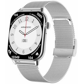Inteligentné hodinky ARMODD Prime - stříbrné s kovovým řemínkem + silikonový řemínek (9108)