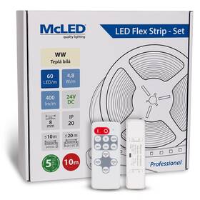 LED pásik McLED s ovládáním Nano - sada 10 m - Professional, 60 LED/m, WW, 400 lm/m, vodič 3 m (ML-126.831.60.S10002)