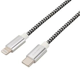 Kábel GoGEN USB-C / Lightning, 2m, opletený (USBC8P200MM24) strieborný