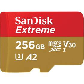 Pamäťová karta SanDisk Micro SDXC Extreme 256GB UHS-I U3 (190R/130W) + adapter (SDSQXAV-256G-GN6MA)